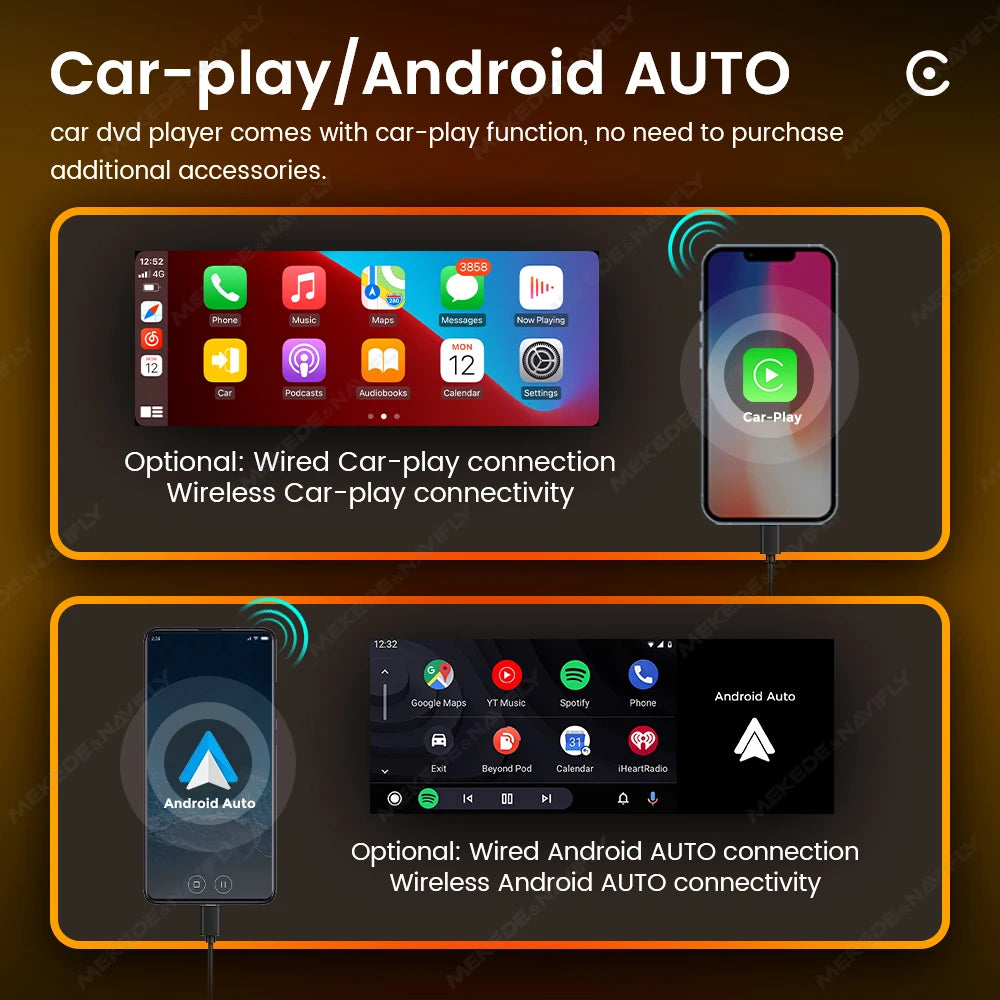 AURARIDE Single DIN apple carplay stereo port