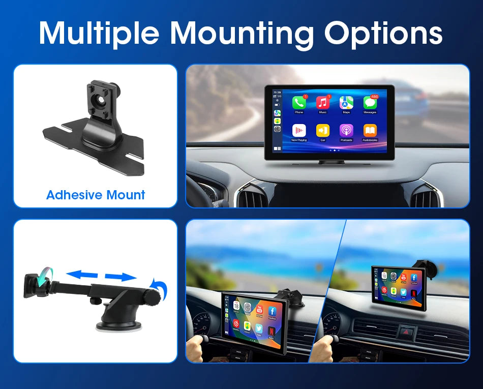 AuraRide 10” CarPlay Smart Screen – Wireless Multimedia Display