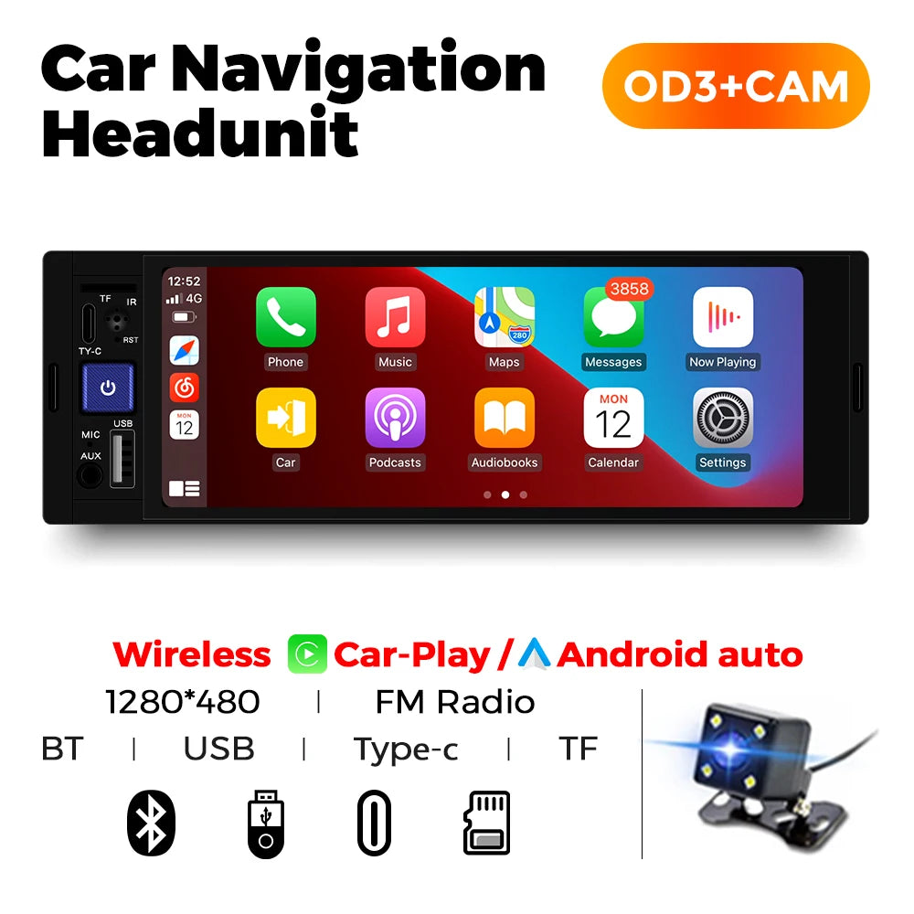 AURARIDE Single DIN apple carplay stereo port
