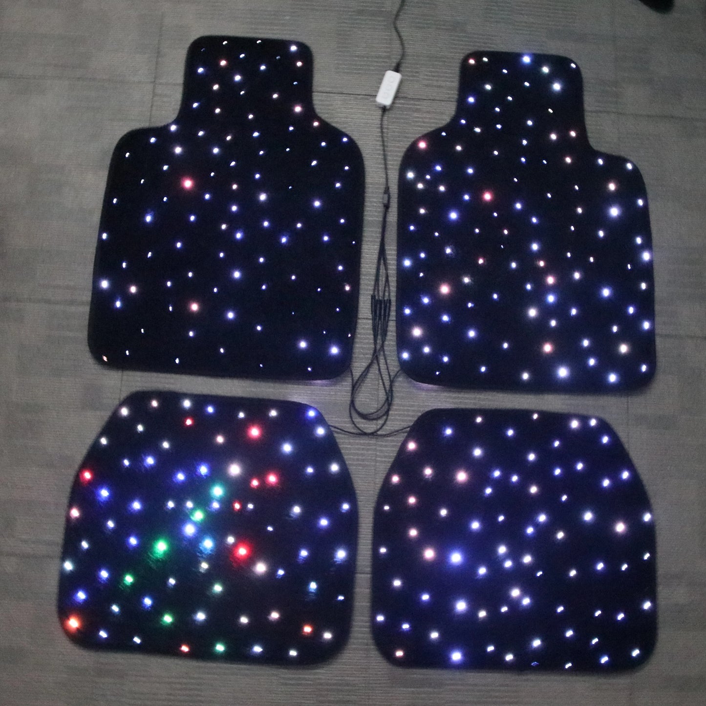 Fiber Optic Twinkle Stars Car Mats WaterProof Star Light Car LED Rugs With APP Remote Control Light Effect