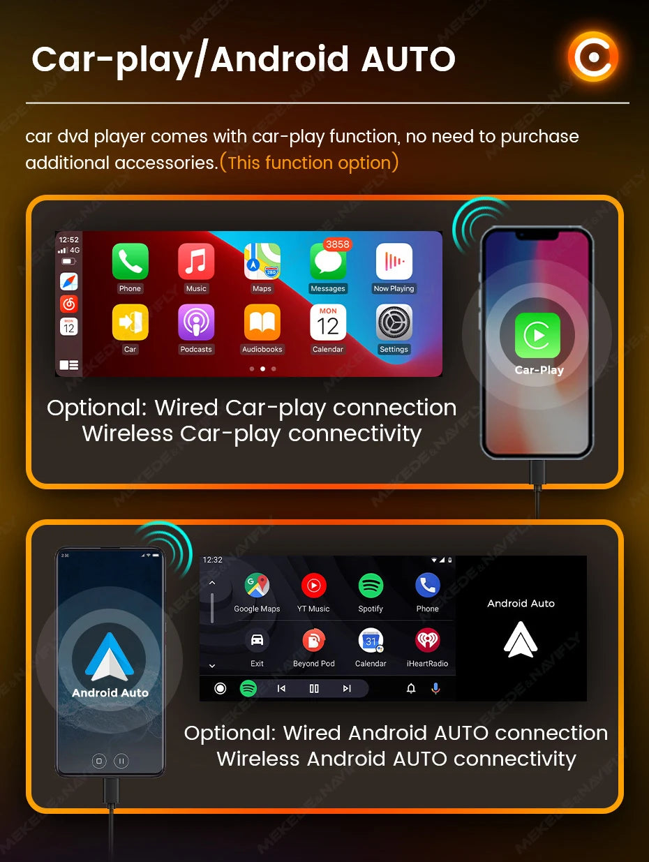 AURARIDE Single DIN apple carplay stereo port