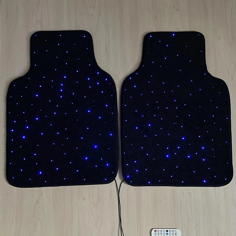 Fiber Optic Twinkle Stars Car Mats WaterProof Star Light Car LED Rugs With APP Remote Control Light Effect