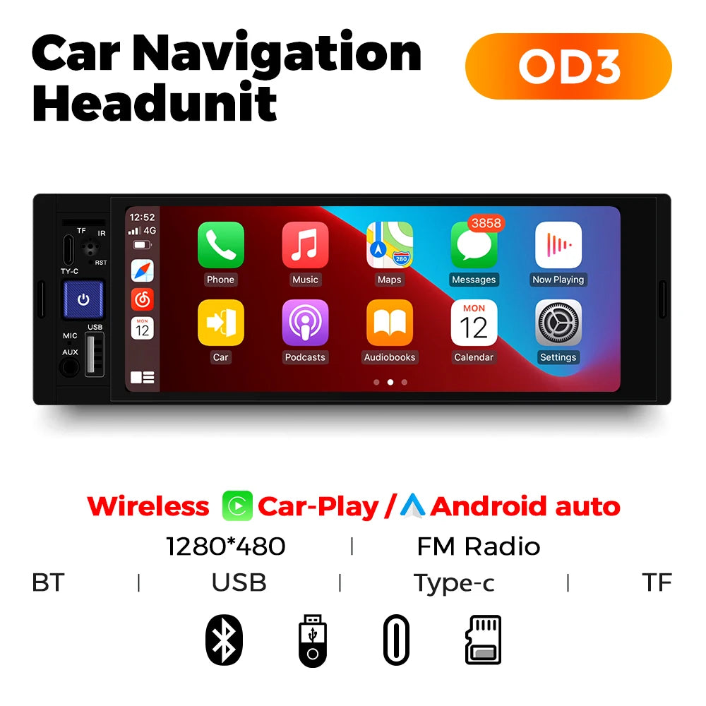 AURARIDE Single DIN apple carplay stereo port