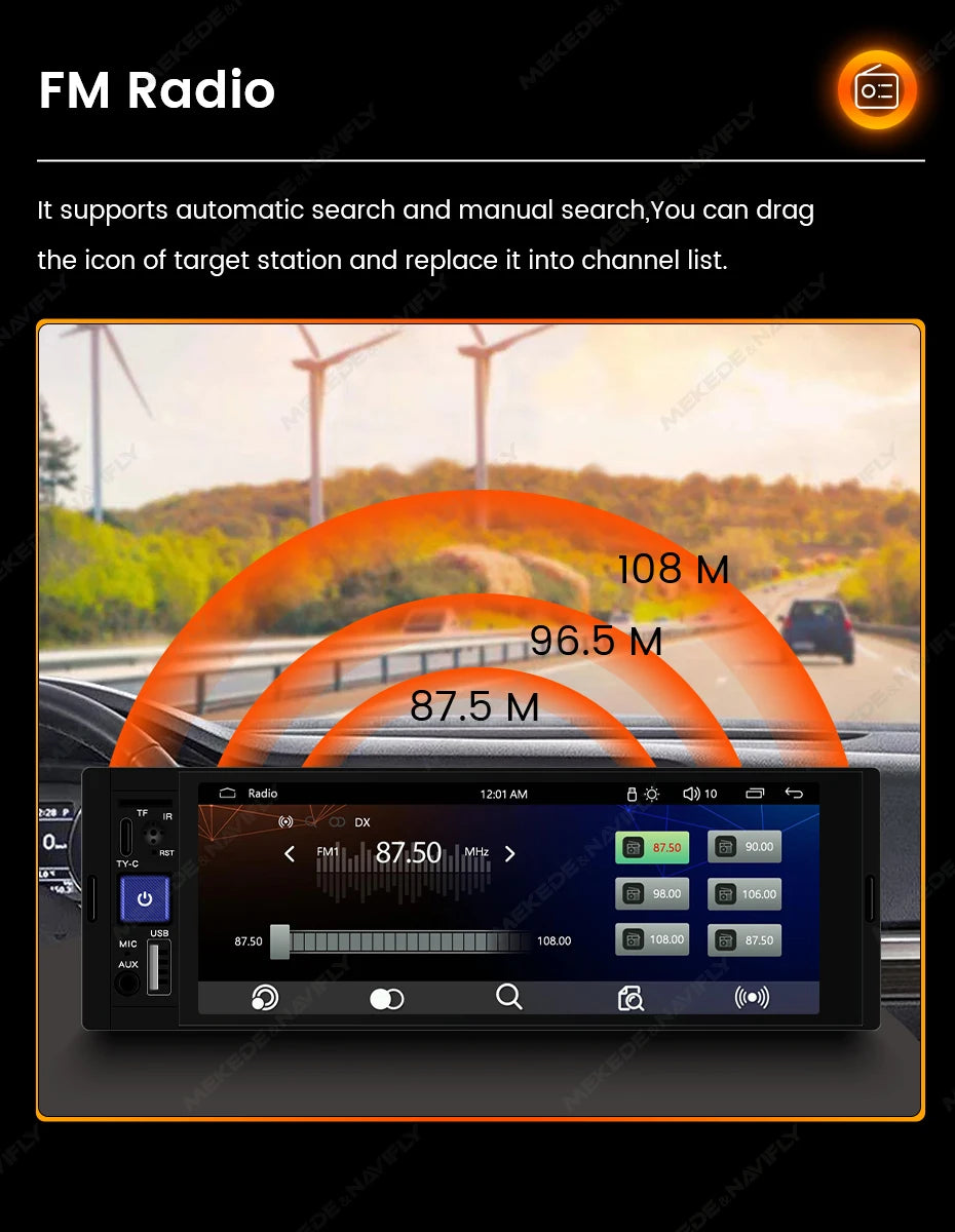 AURARIDE Single DIN apple carplay stereo port