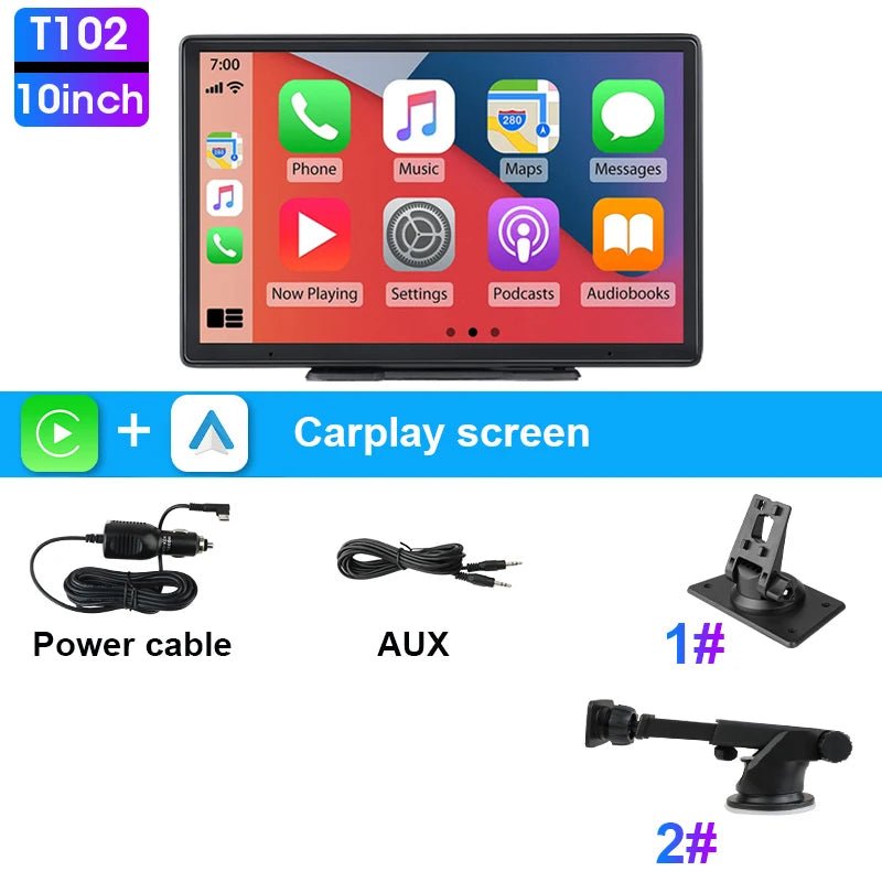AuraRide 10” CarPlay Smart Screen – Wireless Multimedia Display