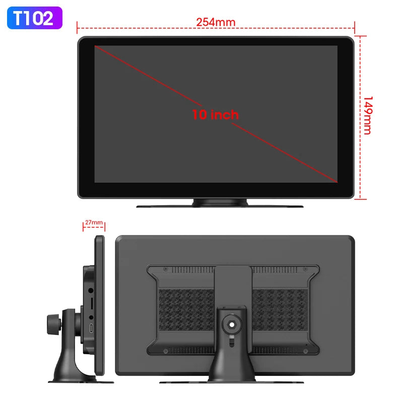 AuraRide 10” CarPlay Smart Screen – Wireless Multimedia Display