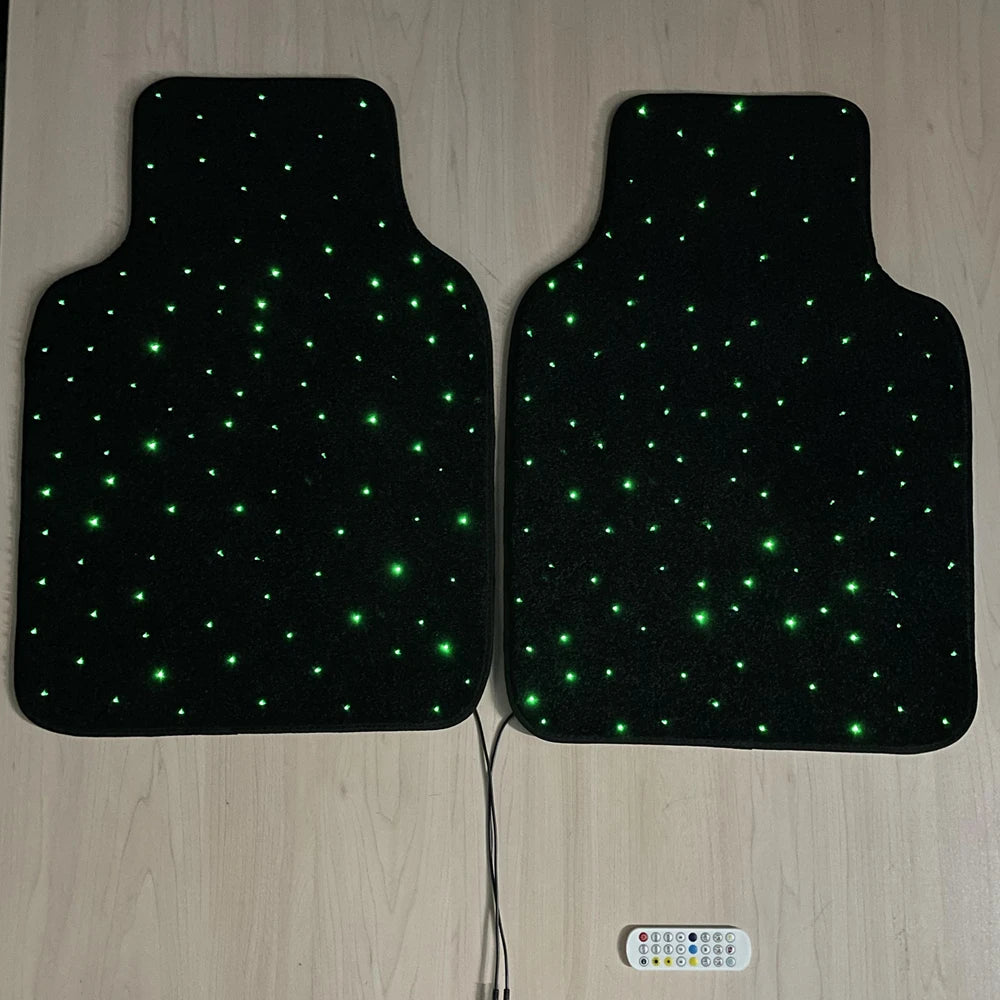 Fiber Optic Twinkle Stars Car Mats WaterProof Star Light Car LED Rugs With APP Remote Control Light Effect