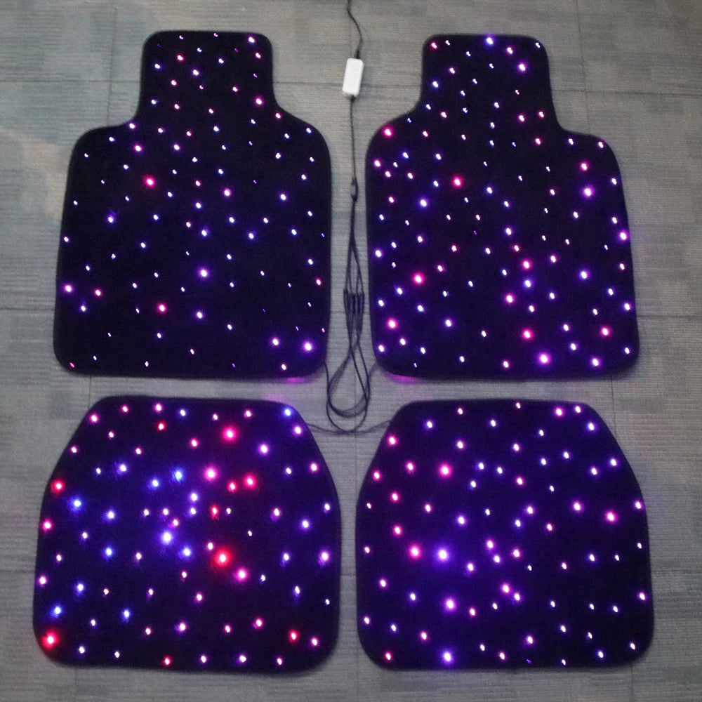 Fiber Optic Twinkle Stars Car Mats WaterProof Star Light Car LED Rugs With APP Remote Control Light Effect