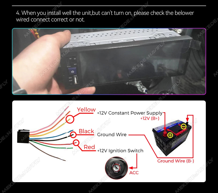 AURARIDE Single DIN apple carplay stereo port