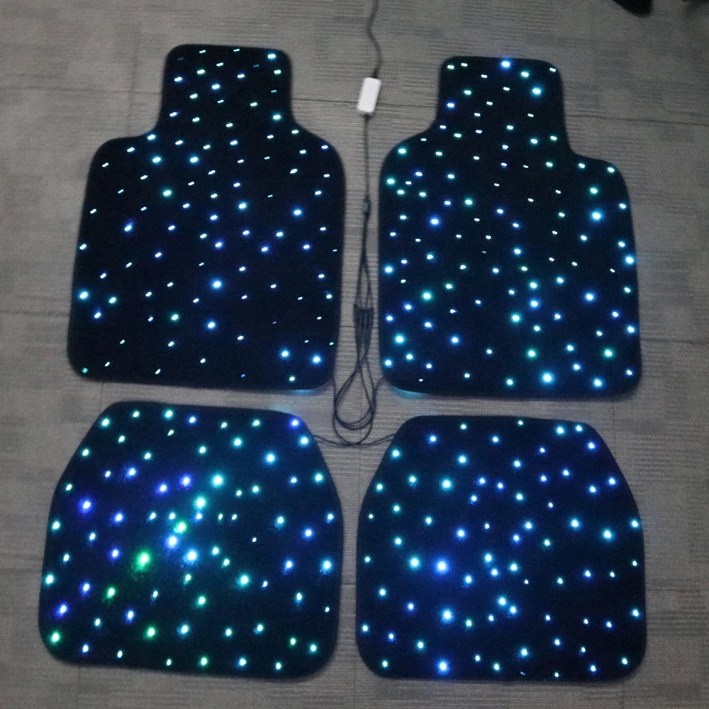 Fiber Optic Twinkle Stars Car Mats WaterProof Star Light Car LED Rugs With APP Remote Control Light Effect