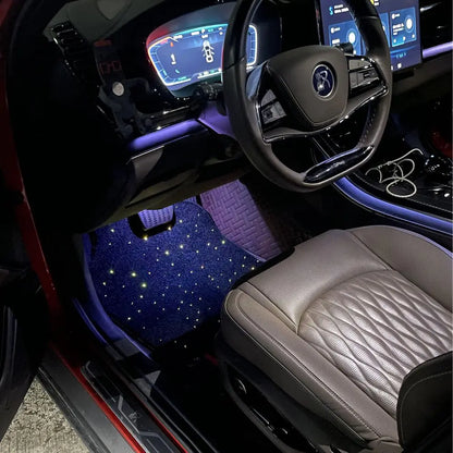 Fiber Optic Twinkle Stars Car Mats WaterProof Star Light Car LED Rugs With APP Remote Control Light Effect