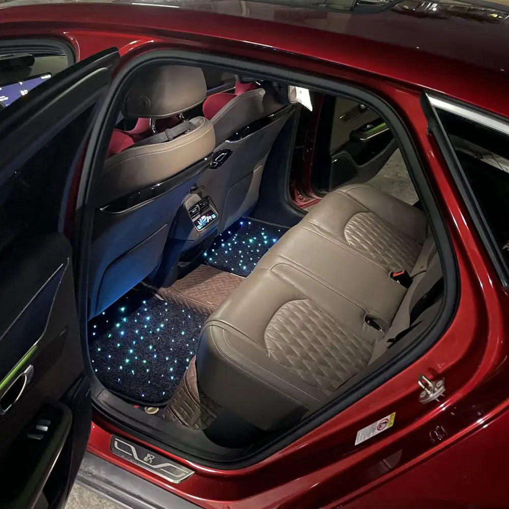 Fiber Optic Twinkle Stars Car Mats WaterProof Star Light Car LED Rugs With APP Remote Control Light Effect