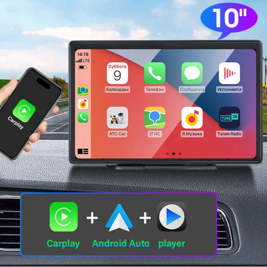 AuraRide 10” CarPlay Smart Screen – Wireless Multimedia Display